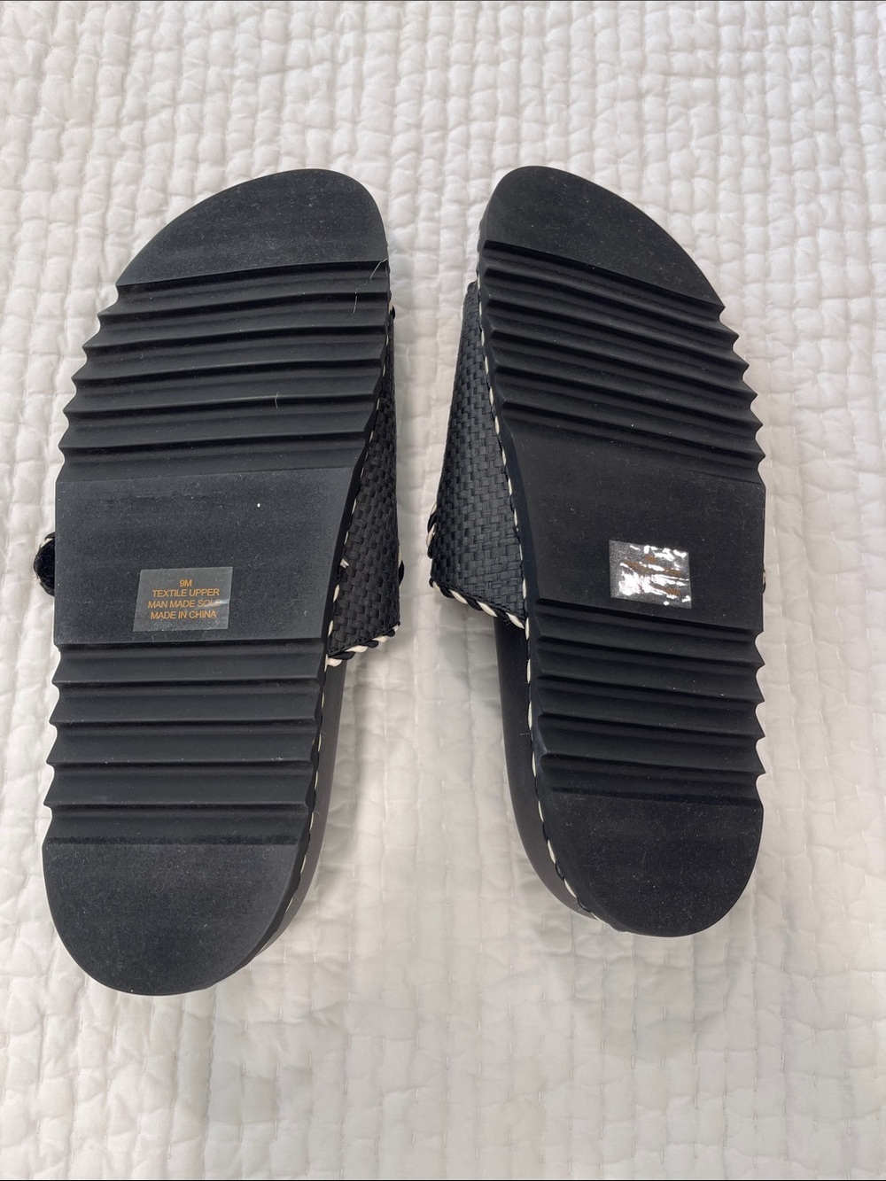 Ann Taylor Black Slide Sandals with White Trim - Picture 5 of 5